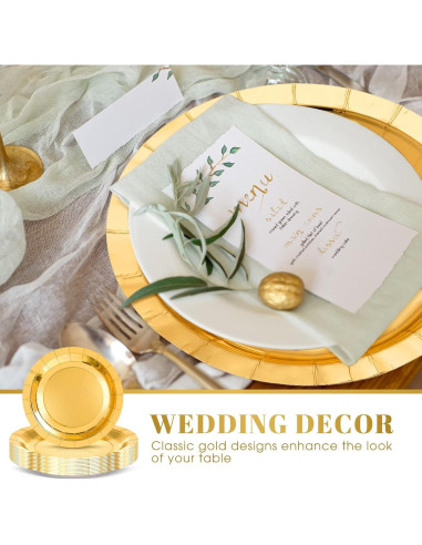 48 Platos Cargadores Desechables Dorados 33 cm Mimorou
