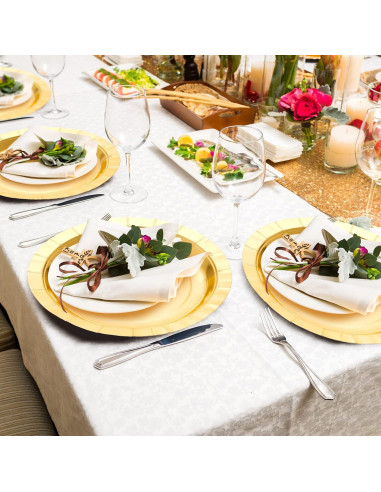 48 Platos Cargadores Desechables Dorados 33 cm Mimorou