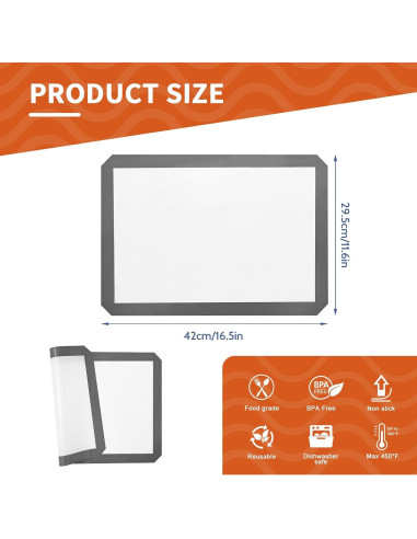 Tapete de Hornear de Silicona KitchenRaku, 2 Piezas Antiadherente