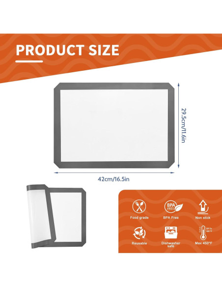 Tapete de Hornear de Silicona KitchenRaku, 2 Piezas Antiadherente