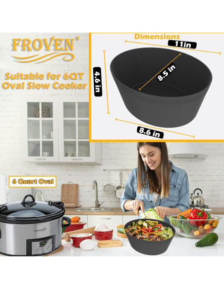 Forro de Silicona FROVEN para Olla de Cocción Lenta 6QT