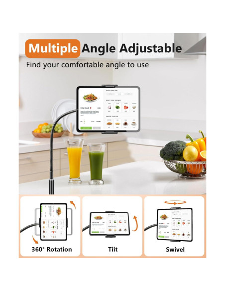 Soporte de Piso Ajustable Evekea para iPad y Tabletas 44.96-167.64 cm Soporte de Piso Ajustable Evekea para iPad y Tabletas 44.96-167.64 cm