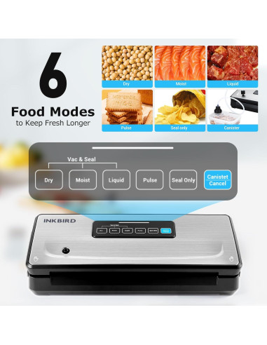 Máquina Selladora al Vacío Inkbird con 5 Rollos y Bolsas