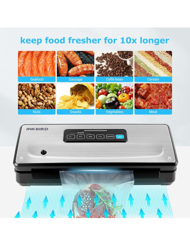 Máquina Selladora al Vacío Inkbird con 5 Rollos y Bolsas