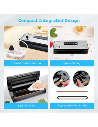 Máquina Selladora al Vacío Inkbird con 5 Rollos y Bolsas