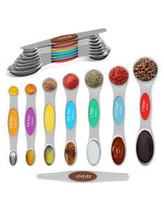 Juego de Cucharas Medidoras Magnéticas HYQO 8 Pcs Acero Inoxidable