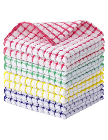 Kitinjoy Toallas de Cocina de Algodón 8 Piezas 30x30 cm