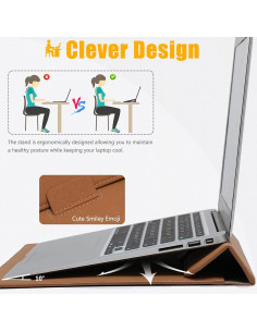 Funda para Laptop 13.3-14" HYZUO Marrón con Soporte 2