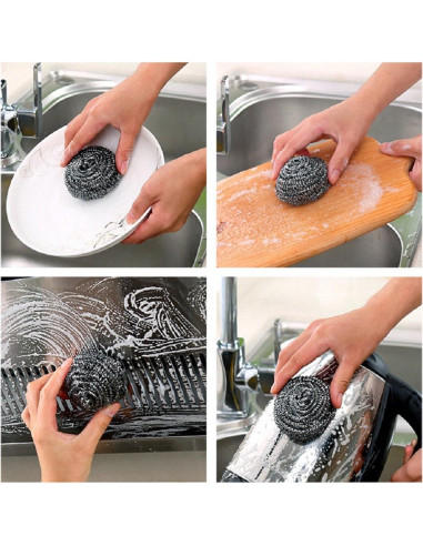 Paquete de 6 estropajos de acero inoxidable KTOJOY 7,62 cm