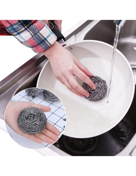 Paquete de 6 estropajos de acero inoxidable KTOJOY 7,62 cm