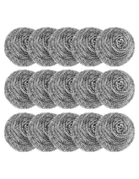 Paquete de 15 estropajos de acero inoxidable VOPTON