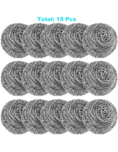 Paquete de 15 estropajos de acero inoxidable VOPTON 2