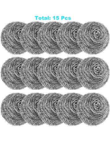Paquete de 15 estropajos de acero inoxidable VOPTON