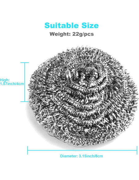 Paquete de 15 estropajos de acero inoxidable VOPTON