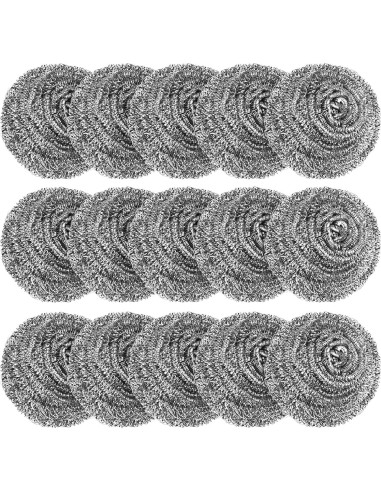 Paquete de 15 estropajos de acero inoxidable VOPTON