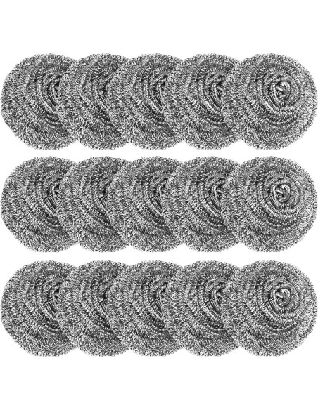 Paquete de 15 estropajos de acero inoxidable VOPTON