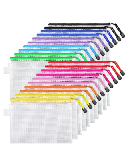 JARLINK 20 Bolsas de Malla A5 Resistentes al Agua 10 Colores