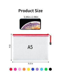 JARLINK 20 Bolsas de Malla A5 Resistentes al Agua 10 Colores 2