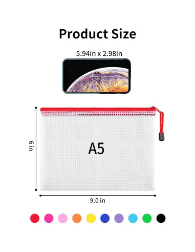 JARLINK 20 Bolsas de Malla A5 Resistentes al Agua 10 Colores