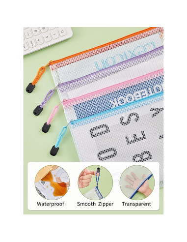 JARLINK 20 Bolsas de Malla A5 Resistentes al Agua 10 Colores