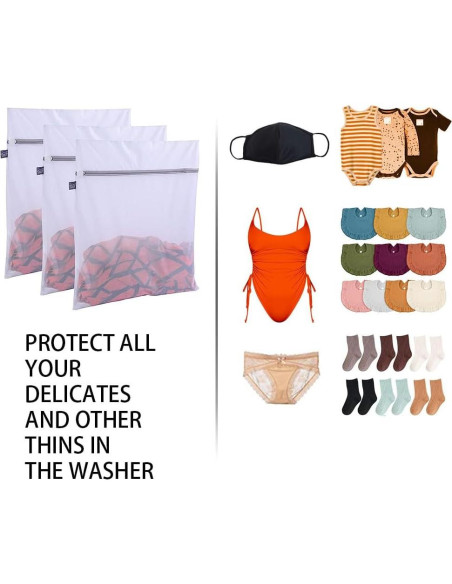 Bolsa de Lavandería Kimmama 3 Piezas 25x30 cm Blanca