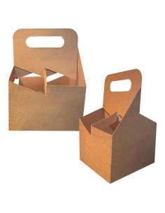 Portavasos de 4 Tazas Kraft C-Store Packaging - Biodegradable