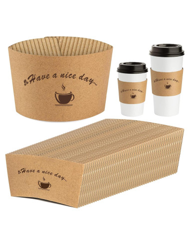 Mangas de papel Kraft para tazas de café 50 unidades HLWDFLZ