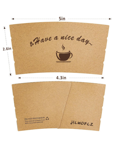 Mangas de papel Kraft para tazas de café 50 unidades HLWDFLZ
