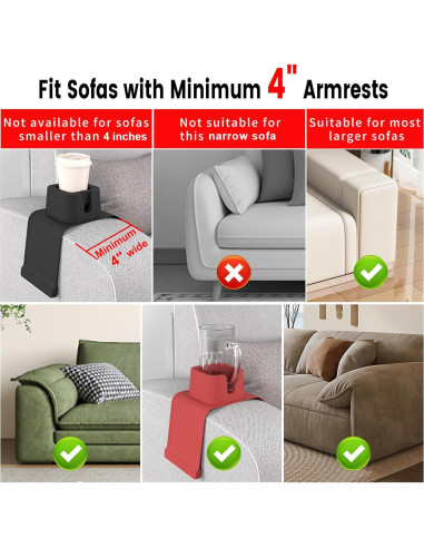 Soporte para Tazas de Sofá vodvob Antideslizante Gris 42x14 cm