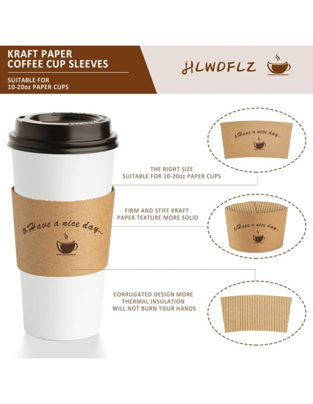 Mangas de papel Kraft para tazas de café 50 unidades HLWDFLZ