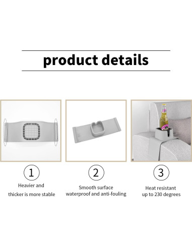 Soporte para Tazas de Sofá vodvob Antideslizante Gris 42x14 cm