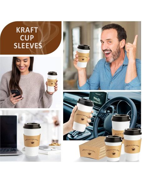 Mangas de papel Kraft para tazas de café 50 unidades HLWDFLZ