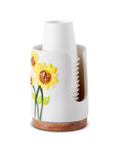 Dispensador de Tazas de Cerámica Girasol 10 cm para Baño