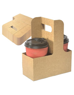 Portavasos desechables Kraft GIWOSK para 2 tazas - 100 piezas