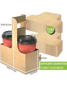 Portavasos desechables Kraft GIWOSK para 2 tazas - 100 piezas 2