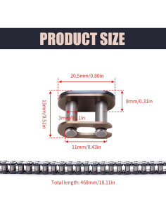 Cadena de transmisión T8F 116 eslabones MRELC para bicicleta 2