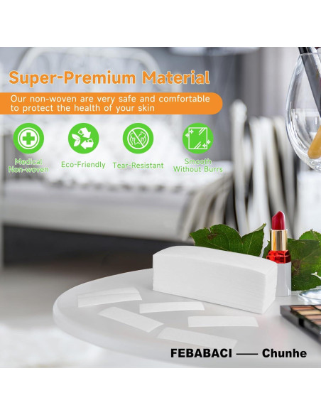 300 Tiras de Cera No Tejidas FEBABACI para Depilación