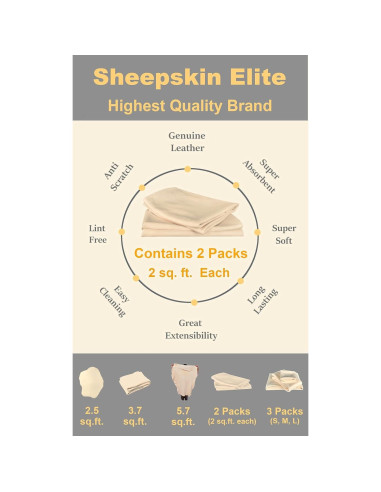 Toalla de Secado Chamois Natural SHEEPSKIN ELITE 4 Pies Cuadrados