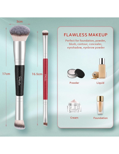 Brochas de Maquillaje Doble Cara START MAKERS 2 Pcs