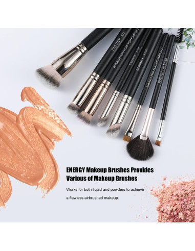 Juego de Brochas de Maquillaje Energy 8 Pcs Sintéticas