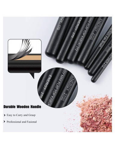 Juego de Brochas de Maquillaje Energy 8 Pcs Sintéticas