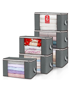 Bolsas de Almacenamiento Budding Joy 60L 6 Paquete Gris