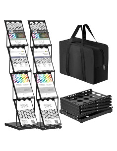 Soporte de Literatura Plegable Tatuo 4 Bolsillos Negro