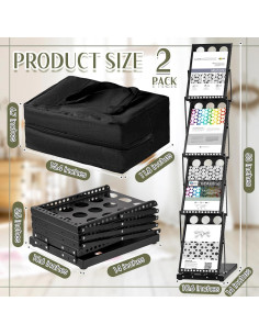 Soporte de Literatura Plegable Tatuo 4 Bolsillos Negro 2