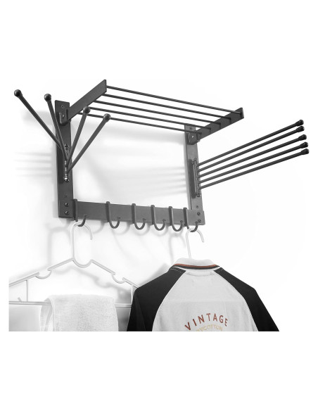 Soporte de Secado de Ropa BATODA Pared Acero Negro 22.68kg