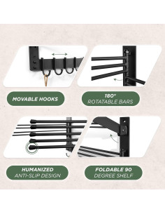 Soporte de Secado de Ropa BATODA Pared Acero Negro 22.68kg 2