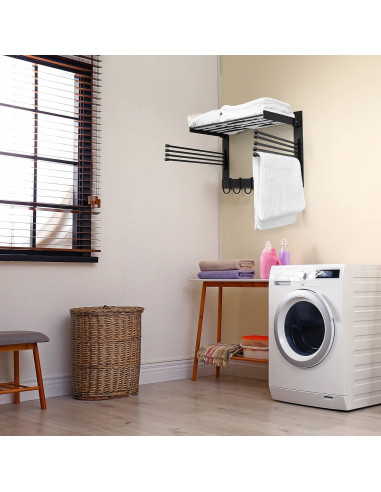 Soporte de Secado de Ropa BATODA Pared Acero Negro 22.68kg