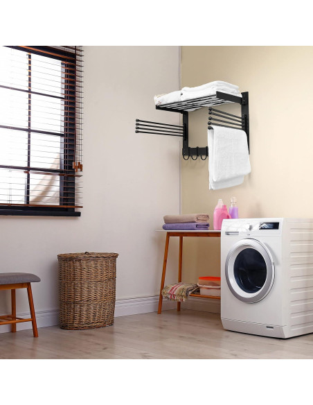 Soporte de Secado de Ropa BATODA Pared Acero Negro 22.68kg