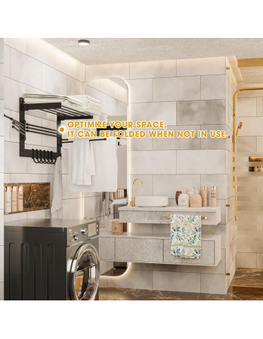 Soporte de Secado de Ropa BATODA Pared Acero Negro 22.68kg