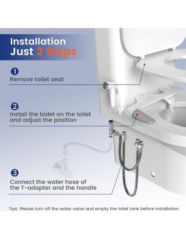 Bidet 2-en-1 DEANIC con Pulverizador de Mano Ajustable